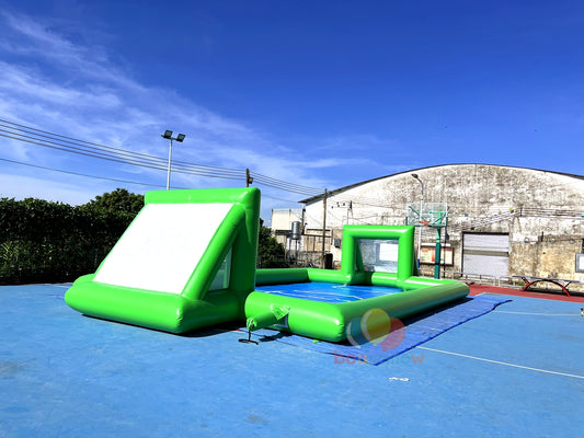 Green Inflatable Soccer Game Field Ultimate Fun Playground