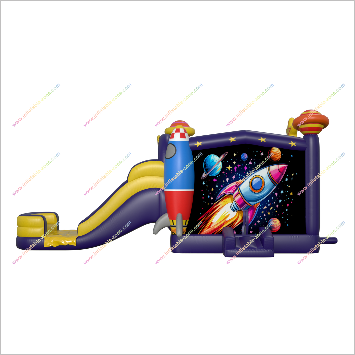 Space Themed Bouncy Castle With Water Slide Combo Inflatable Jumper Equipment Water Slide Bounce House Sale - Inflatable-Zone
