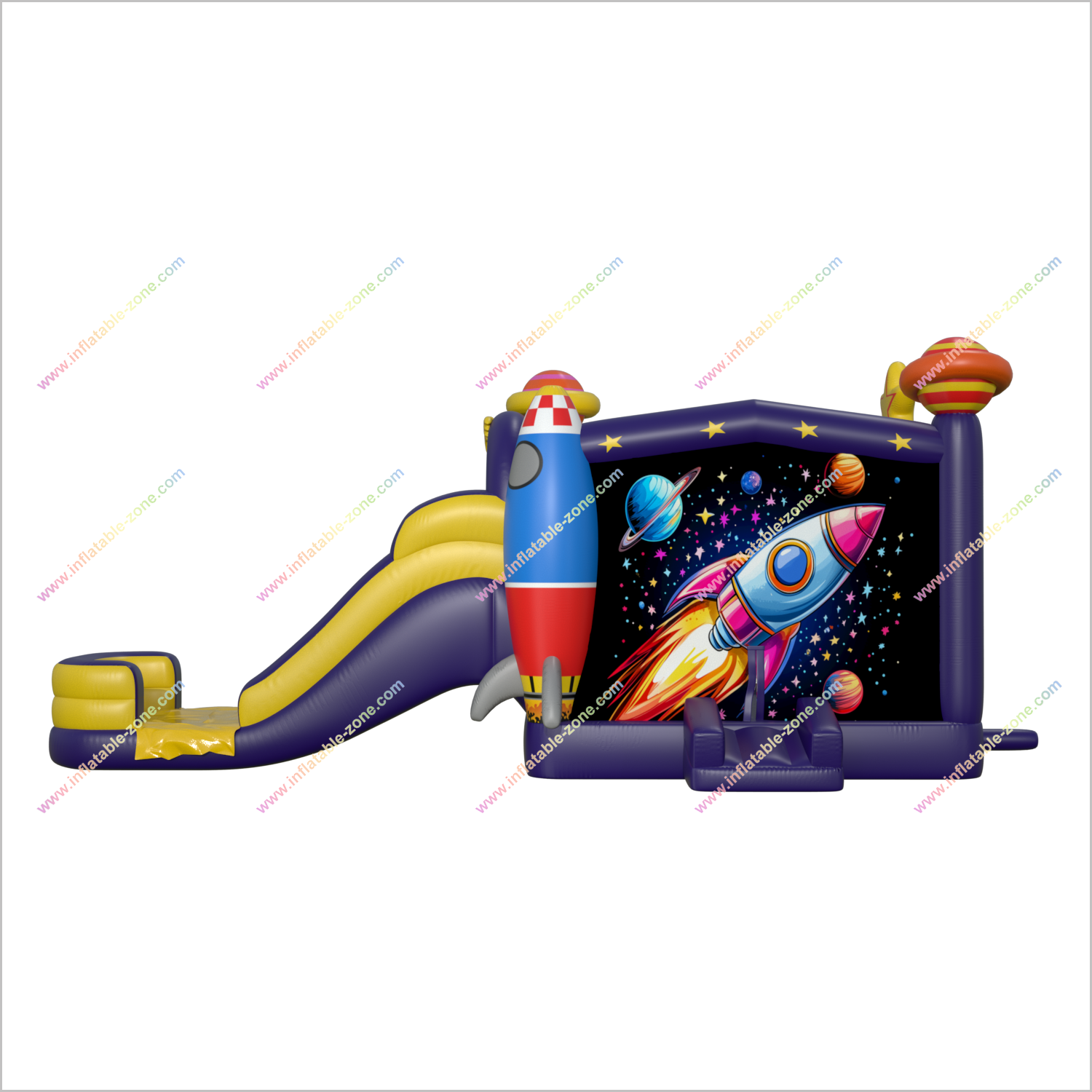 Space Themed Bouncy Castle With Water Slide Combo Inflatable Jumper Equipment Water Slide Bounce House Sale - Inflatable-Zone