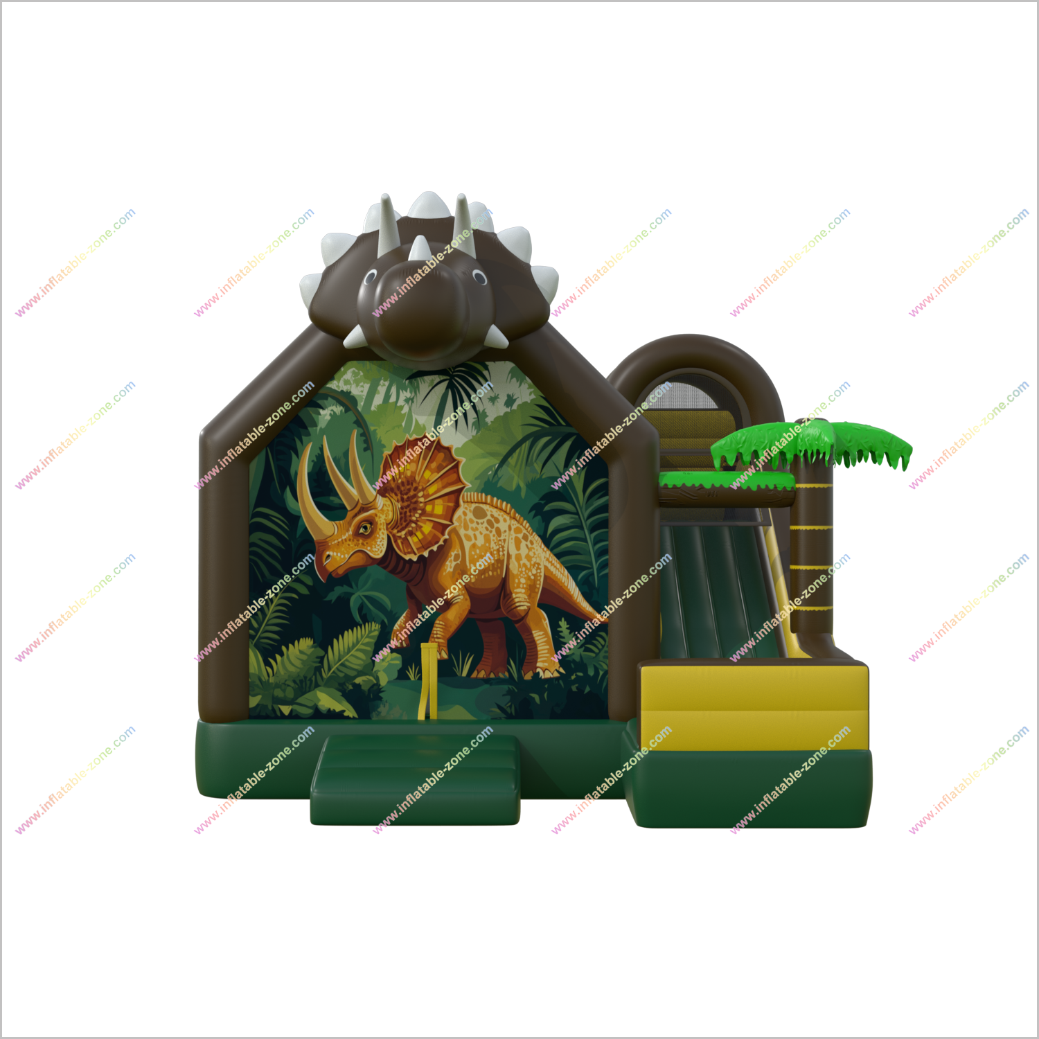 Dinosaur Themed Party Large Bouncy Castle Slide Inflatable Triceratops Bouncing House With Slide Combo Products - Inflatable-Zone