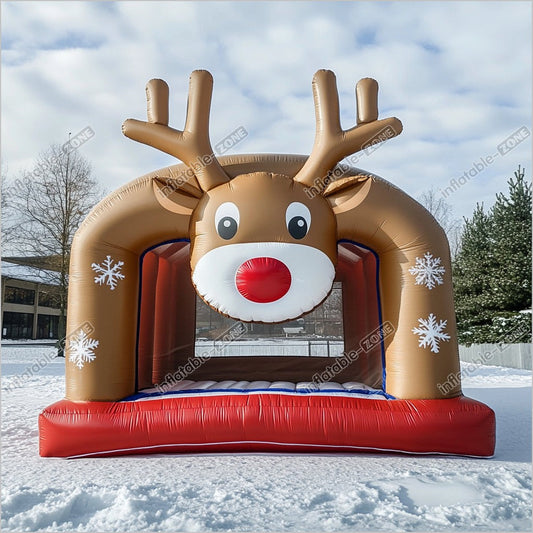Large Reindeer Inflatable Bouncing House Christmas Party Theme Soft Play With Bouncy Castle - Inflatable-Zone