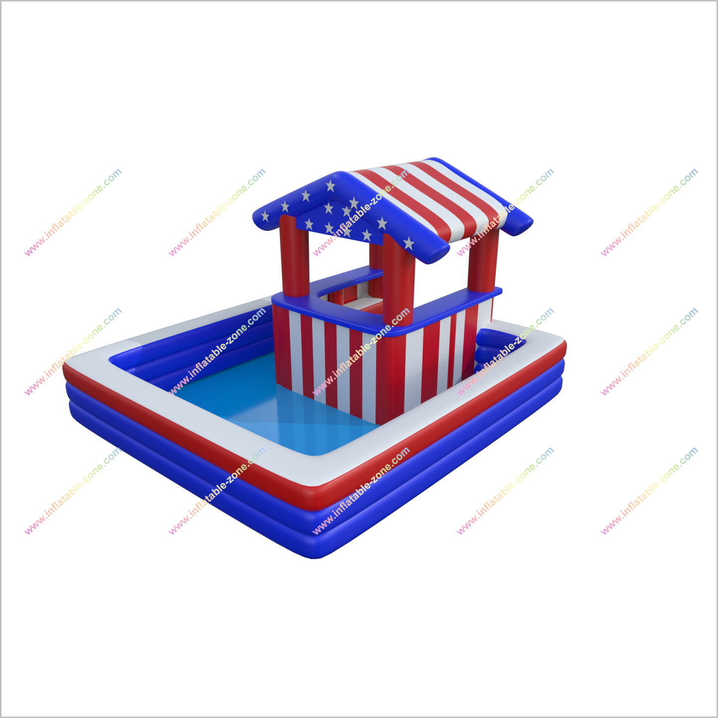 American Flag Theme Inflatable Pool Bars Blow Up Water Pub Pool Bar - Inflatable-Zone