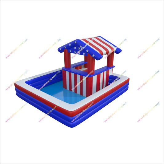 American Flag Theme Inflatable Pool Bars Blow Up Water Pub Pool Bar - Inflatable-Zone