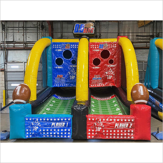 Team Building Challenge QB Blitz Inflatable Football Toss Game For Two Player Event Equipment Rental