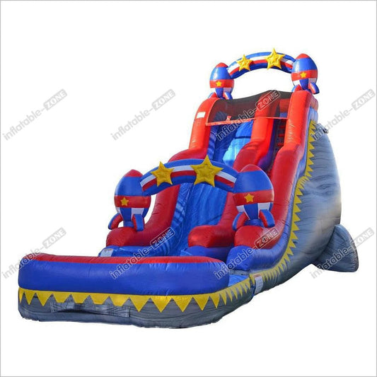 Rocket Double Drop Water Slide With Detachable Deep Pool Fun Bounces Inflatable Water Slide - Inflatable-Zone