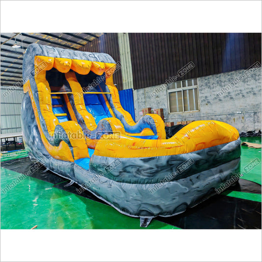Single Lane Wave Inflatable Water Slide Commercial Party Big Waterslide With Splash Pool For Kids - Inflatable-Zone