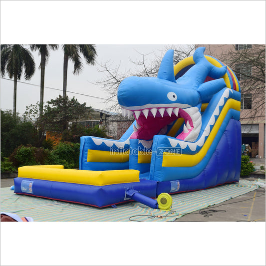 Fun Giant Inflatable Shark Water Slide Outdoor Commercial Large Bouncy Waterslide With Pool Playground Equipment - Inflatable-Zone