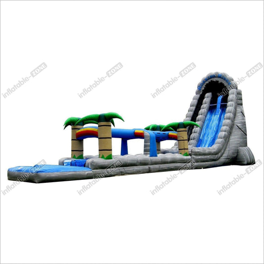 Tropical Jumping Castle Slip And Slide Palm Tree Theme Large Inflatable Water Slide With Pool - Inflatable-Zone