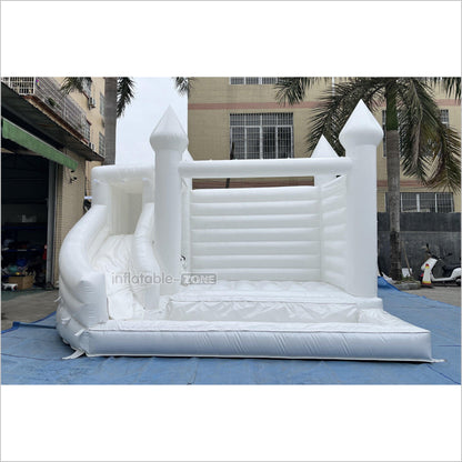White Bounce House With Ball Pit Wedding Bouncy Castle With Slide Combo Party Inflatables - Inflatable-Zone