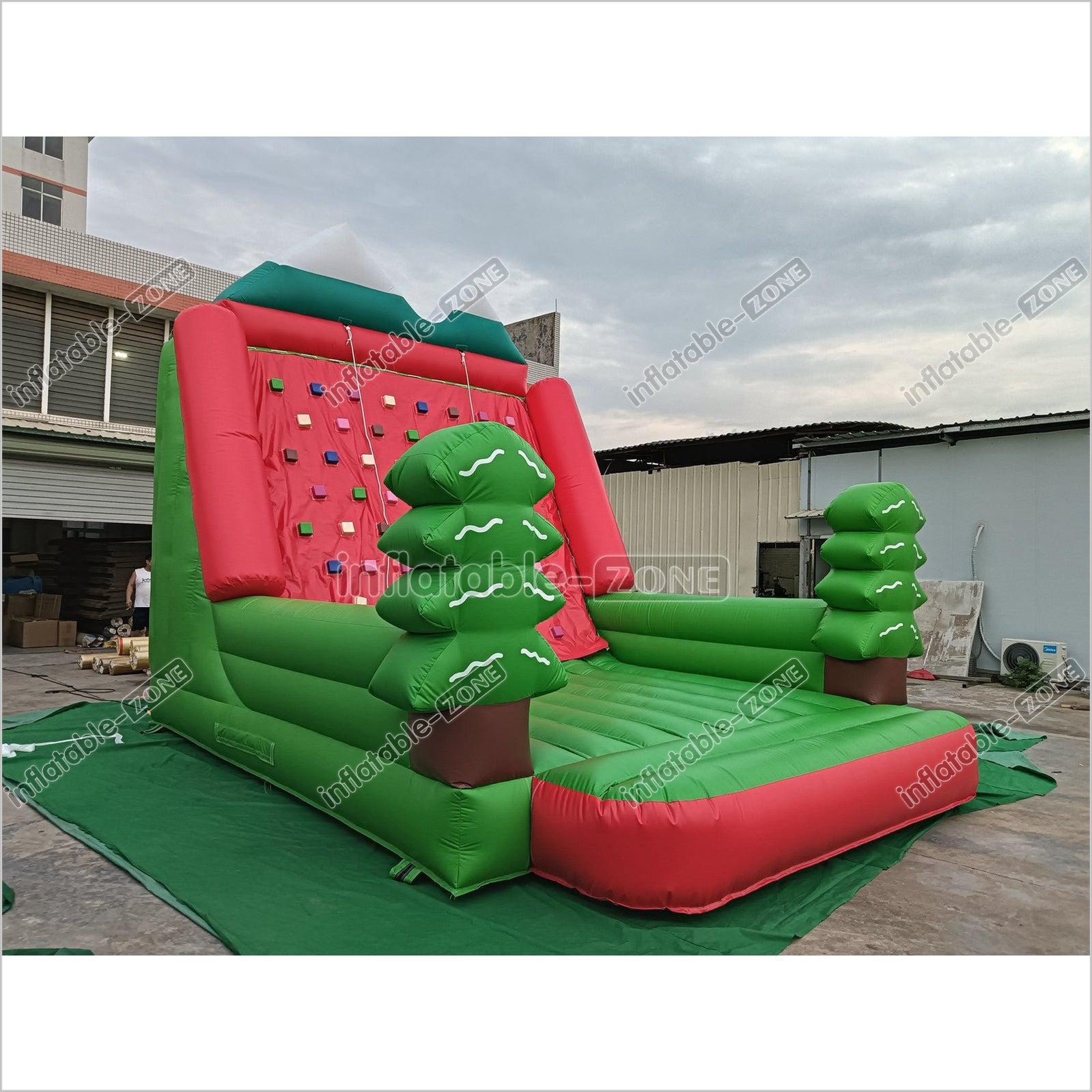 Inflatable Forest Theme Climbing Wall Bouncer Red And Blue Inflatable Sports Climbing Game - Inflatable-Zone