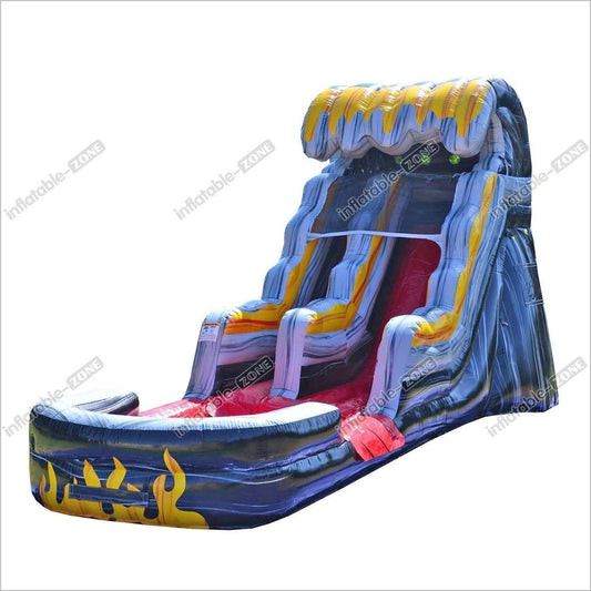 Flame Commercial Grade Water Slide Bounceland Inflatable Double Water Slide With Splash Pool - Inflatable-Zone