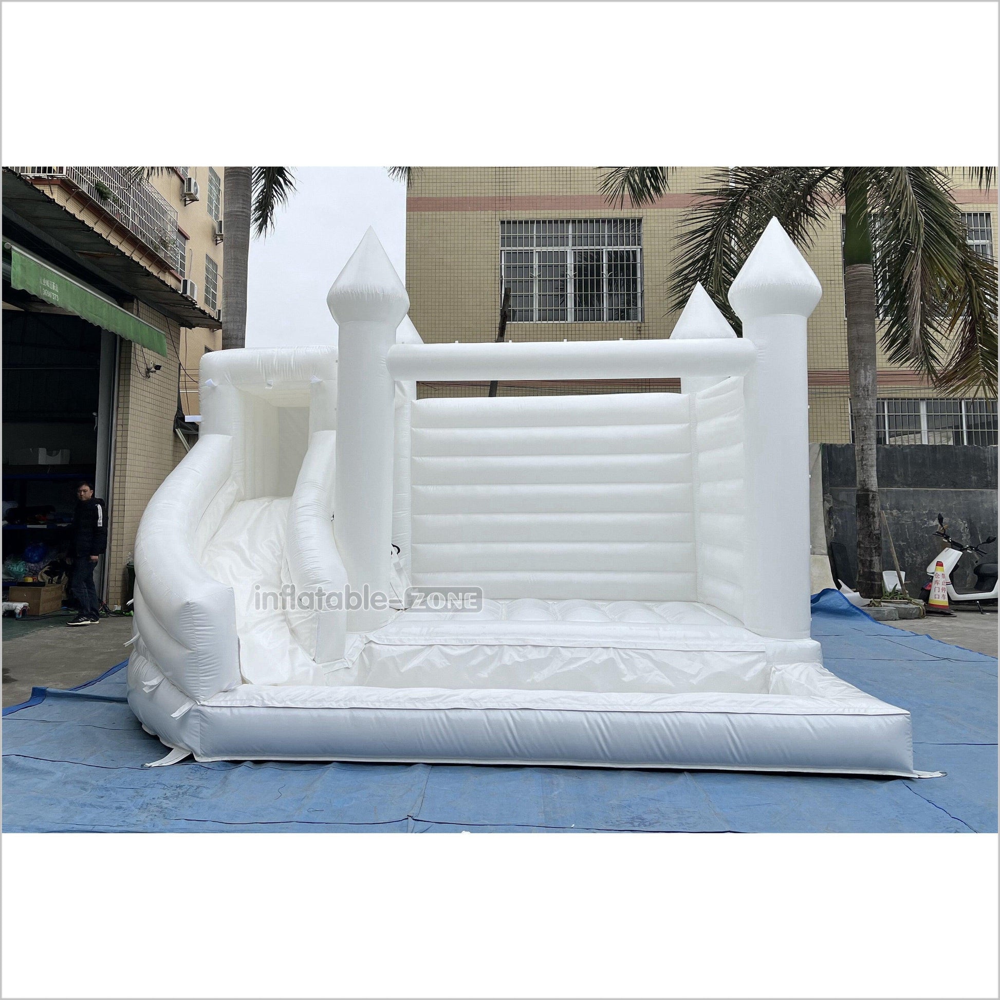 White Bounce House With Ball Pit Wedding Bouncy Castle With Slide Combo Party Inflatables - Inflatable-Zone