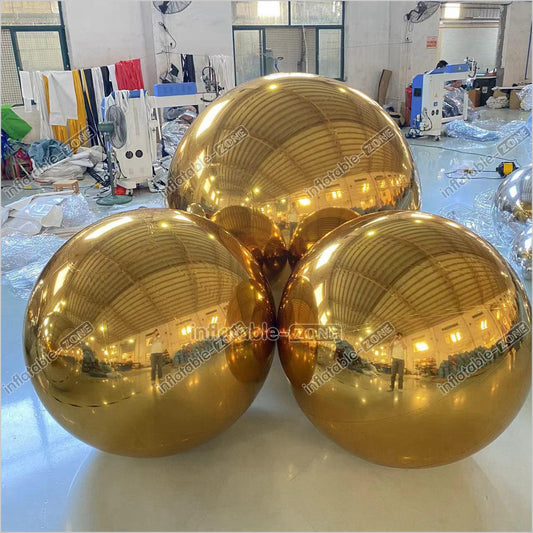 Giant Inflatable Mirror Ball Decoration Huge Disco Ball Gold Balloon In Club In Show - Inflatable-Zone