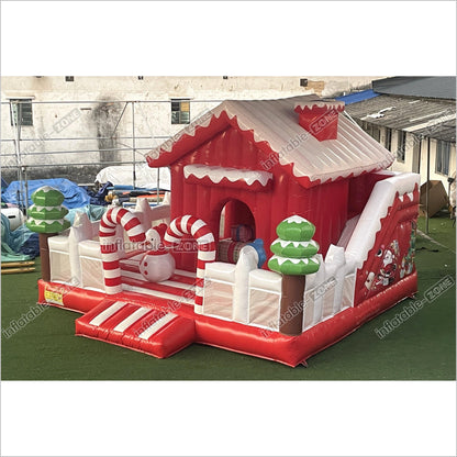 Sweet Candy Land Holiday Bounce And Slide Combo Inflatable Christmas Castle Obstacle Course House - Inflatable-Zone