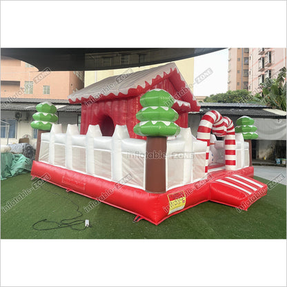 Sweet Candy Land Holiday Bounce And Slide Combo Inflatable Christmas Castle Obstacle Course House - Inflatable-Zone