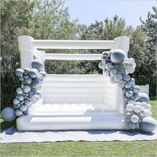 White Wedding Jumpers Inflatable Bouncy Castle All White Bounce House - Inflatable-Zone
