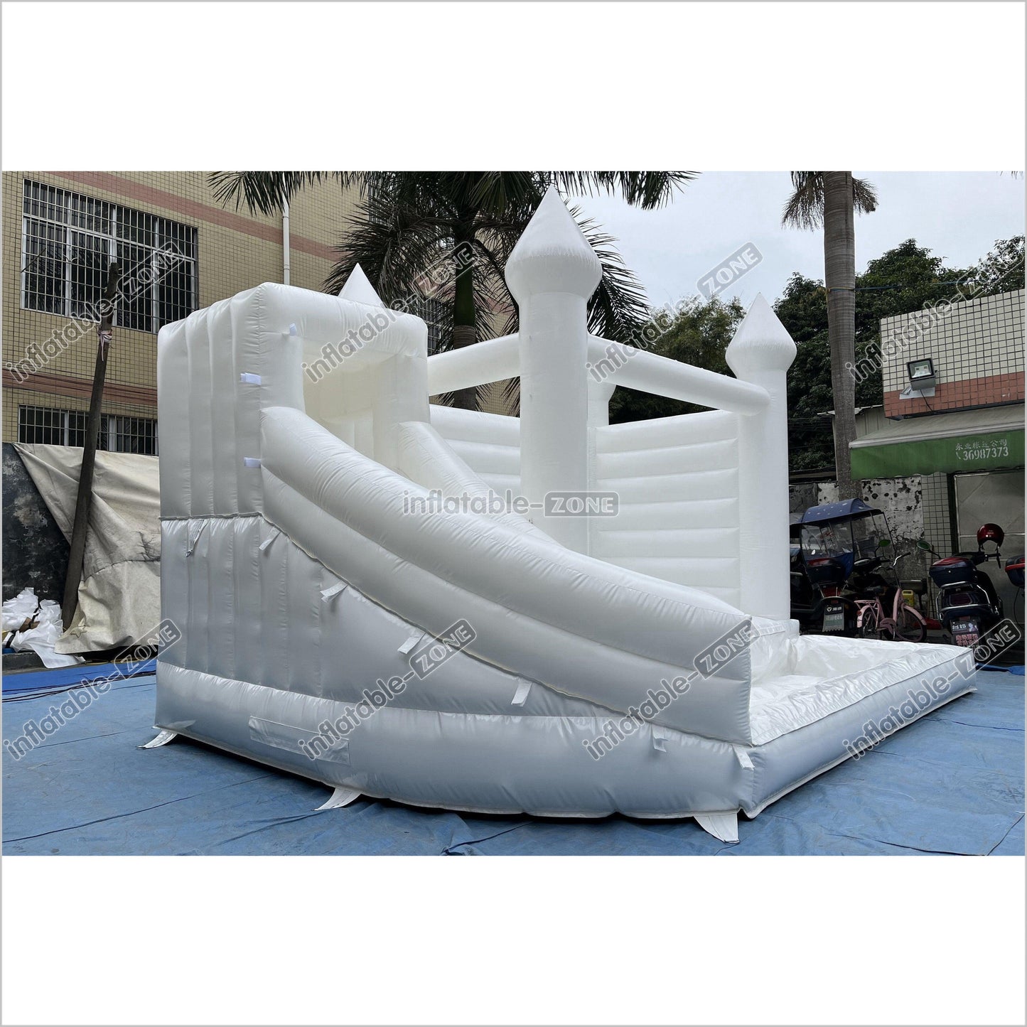 White Bounce House With Ball Pit Wedding Bouncy Castle With Slide Combo Party Inflatables - Inflatable-Zone