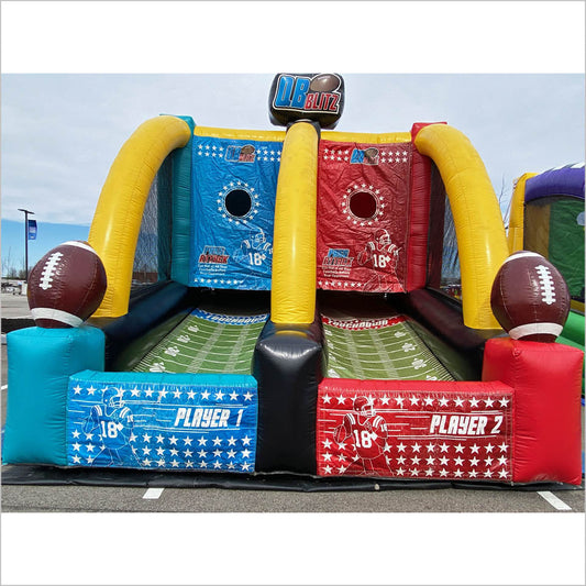 Double Player Games Quarterback Blitz Inflatable Football Toss Interactive Party Rentals Ball Throwing Sports