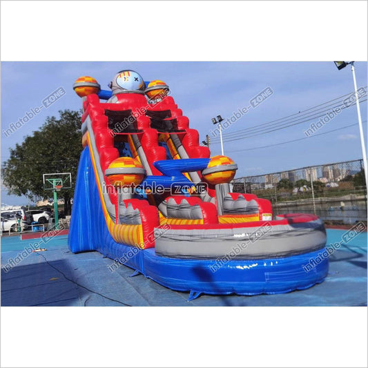 Space Astronaut Adventure Water Slide Outdoor Playground Inflatable Blow Up Water Slide With Splash Pool - Inflatable-Zone