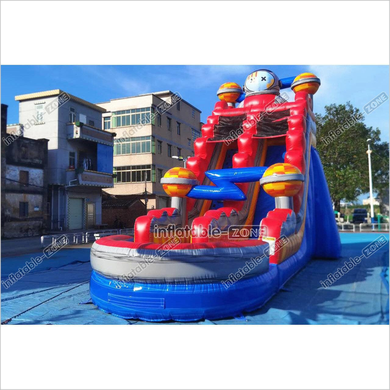 Space Astronaut Adventure Water Slide Outdoor Playground Inflatable Blow Up Water Slide With Splash Pool - Inflatable-Zone
