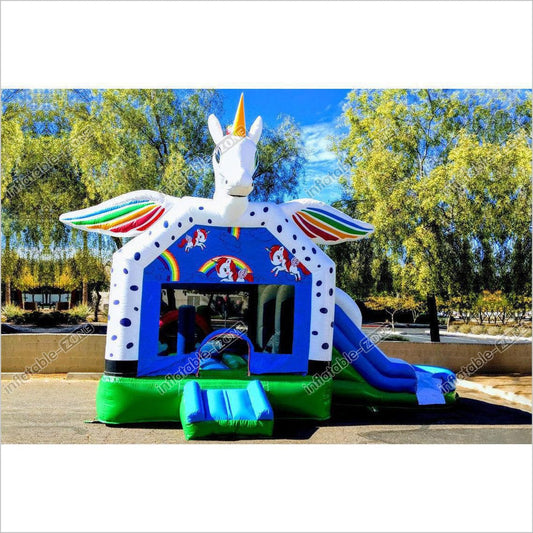 Unicorn Slide Castle Combo Bounce House Play Yard Inflatable Bouncer Blowup Waterslide - Inflatable-Zone