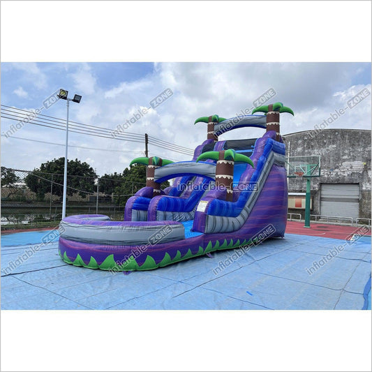 Best Outdoor Inflatable Water Slide Jumping Castle Pool Professional Water Slide With Palm Trees - Inflatable-Zone