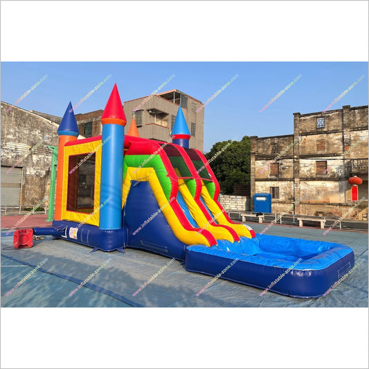 Jump Combo Waterslide Bouncy Castle Inflatable Water Playground Bounce House With Double Slide