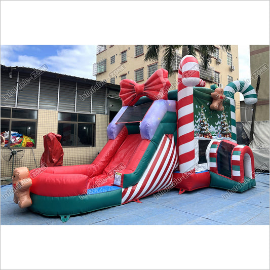 Candy Cane Christmas Tree Inflatable Bounce House With Water Slide Combo Game Bouncy Castle And Slide Hire - Inflatable-Zone