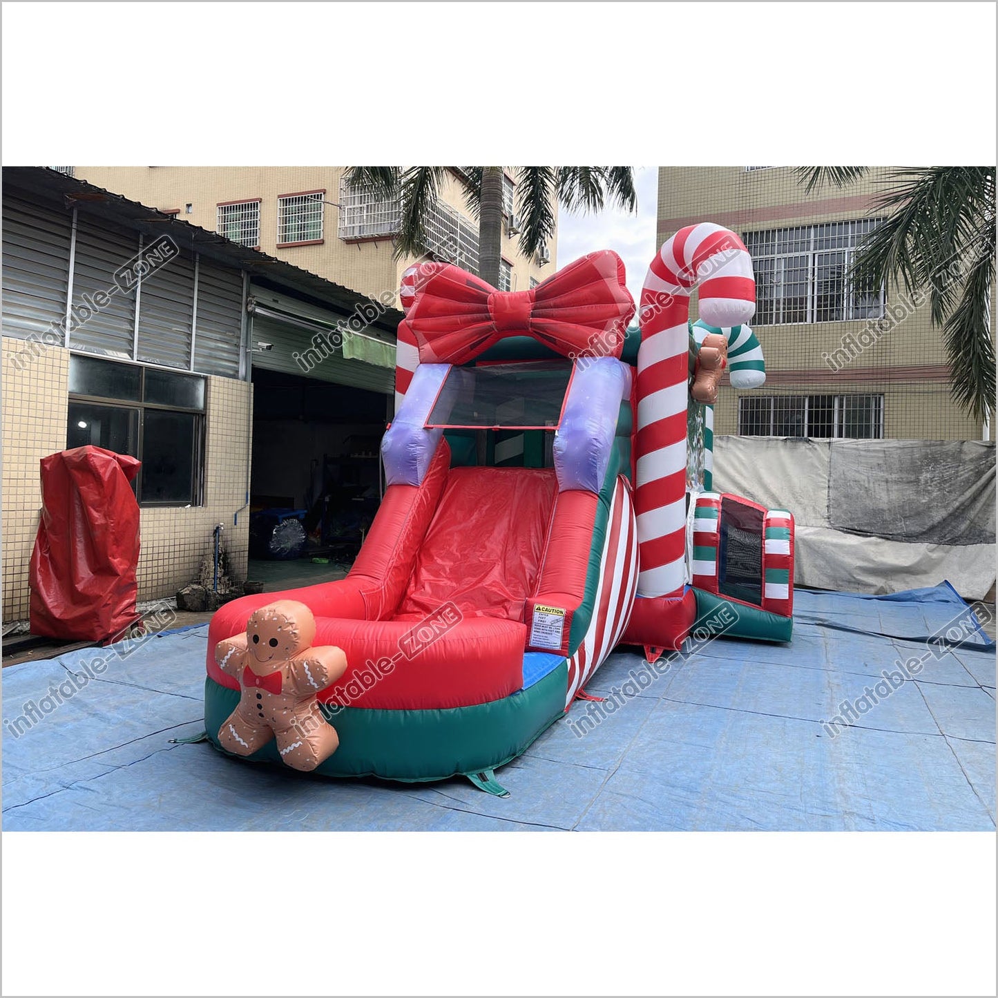 Candy Cane Christmas Tree Inflatable Bounce House With Water Slide Combo Game Bouncy Castle And Slide Hire - Inflatable-Zone