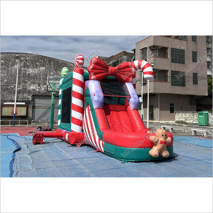 Candy Cane Christmas Tree Inflatable Bounce House With Water Slide Combo Game Bouncy Castle And Slide Hire - Inflatable-Zone