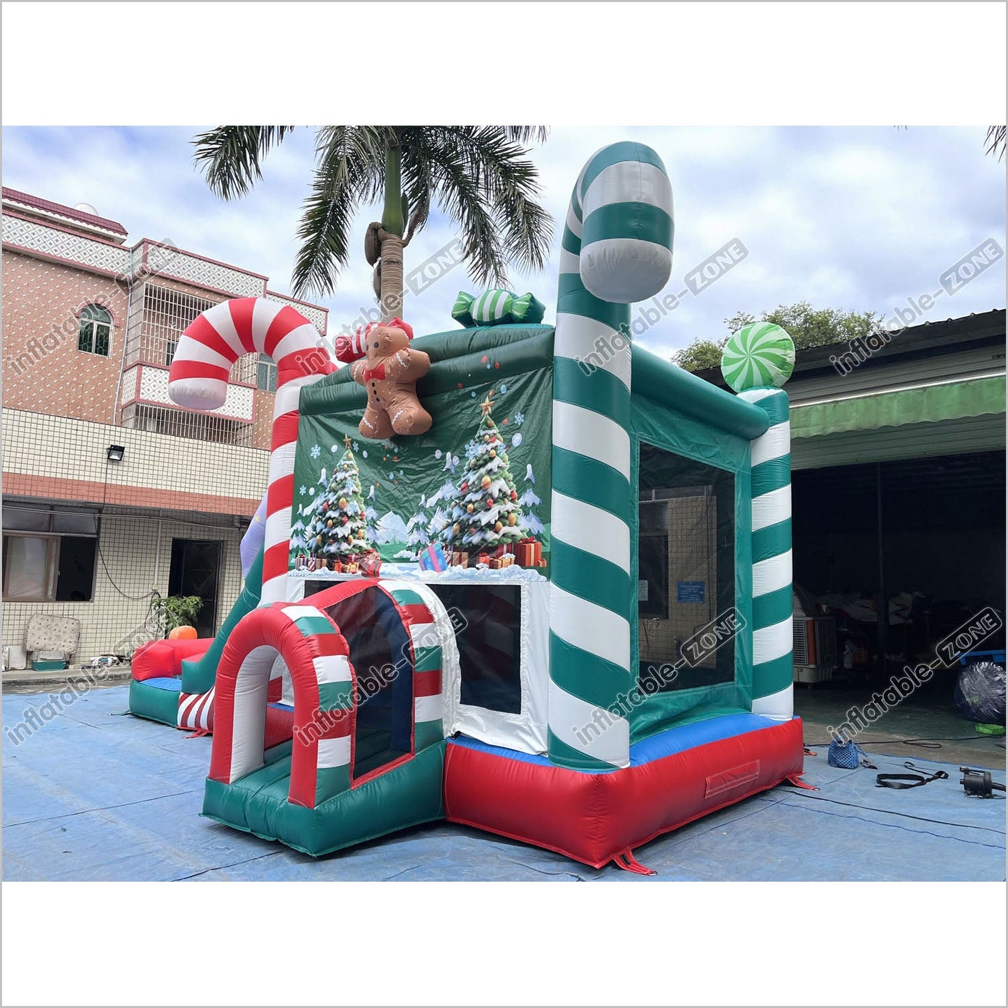 Candy Cane Christmas Tree Inflatable Bounce House With Water Slide Combo Game Bouncy Castle And Slide Hire - Inflatable-Zone
