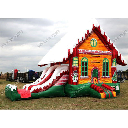 Christmas Themed Bouncy Castle Inflatable Wet Slide Bounce House And Water Slide Bounce Combo - Inflatable-Zone