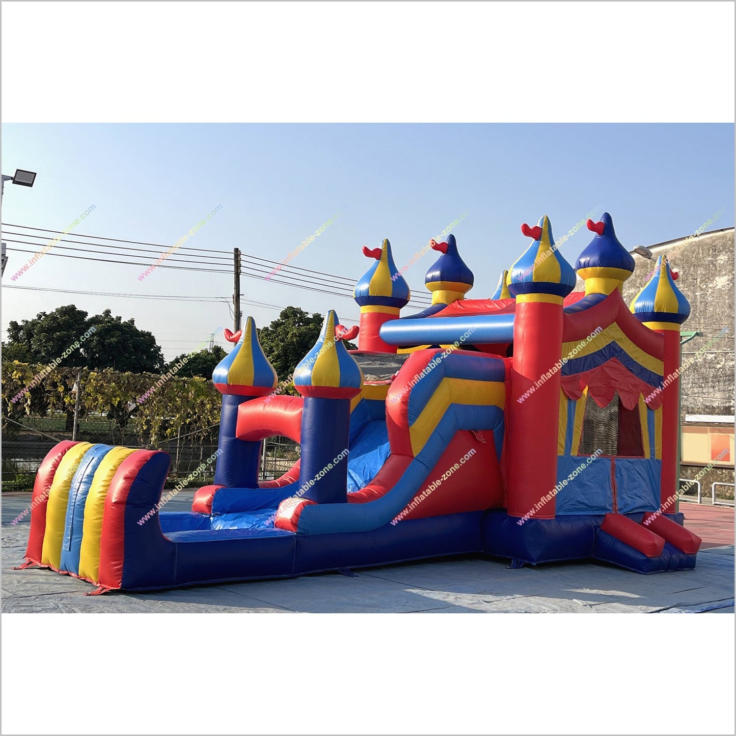 Circus Colours Inflatable Combos Bouncy Castle Slide And Pool Inflatable Parks Near Me Water Slide Bounce House Rental