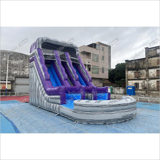 Commercial Double Water Slide Outdoor Playground Toys Purple Wave Inflatable Water Slide For Pool - Inflatable-Zone