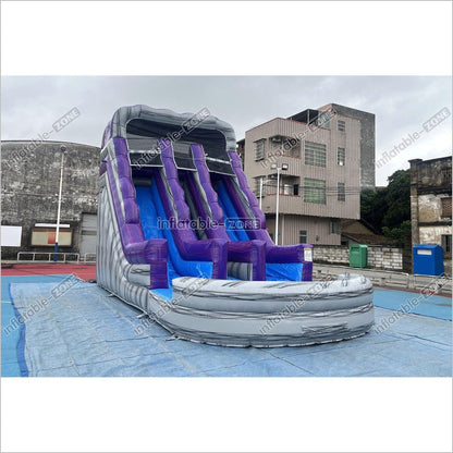 Commercial Double Water Slide Outdoor Playground Toys Purple Wave Inflatable Water Slide For Pool - Inflatable-Zone