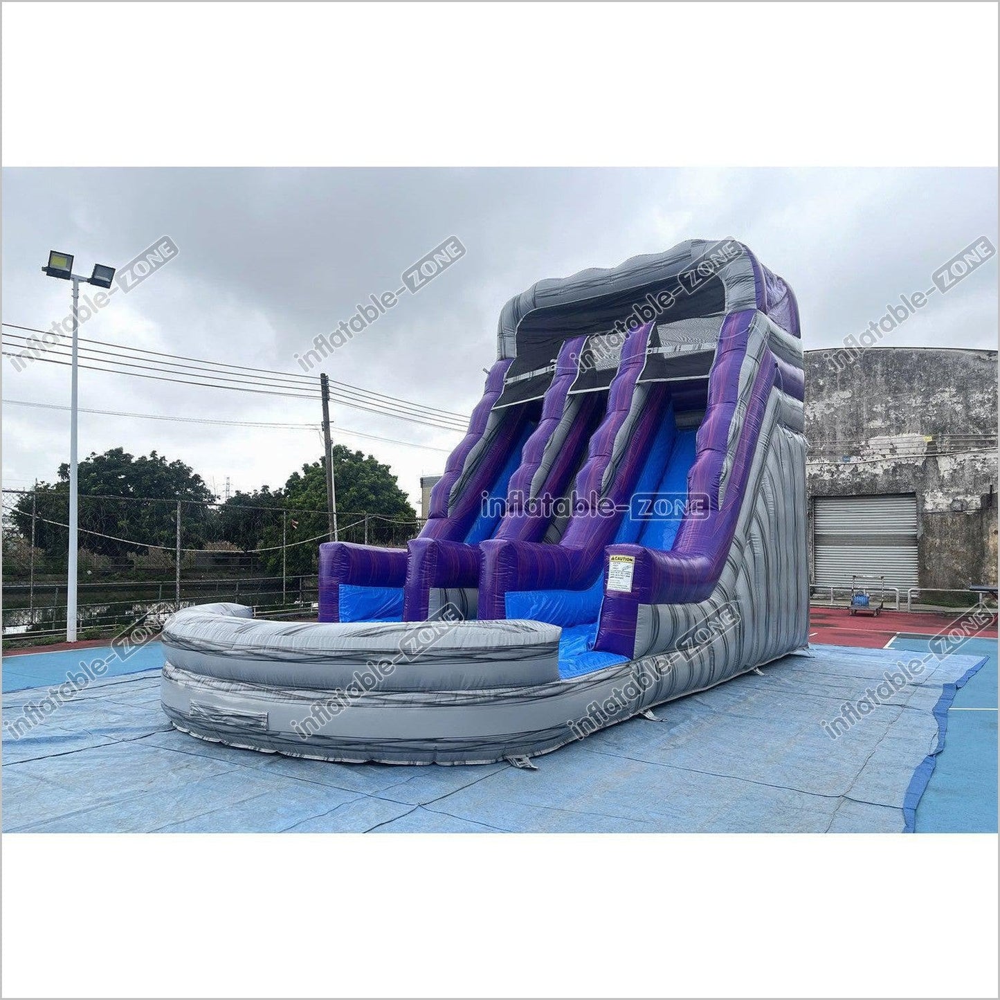 Commercial Double Water Slide Outdoor Playground Toys Purple Wave Inflatable Water Slide For Pool - Inflatable-Zone