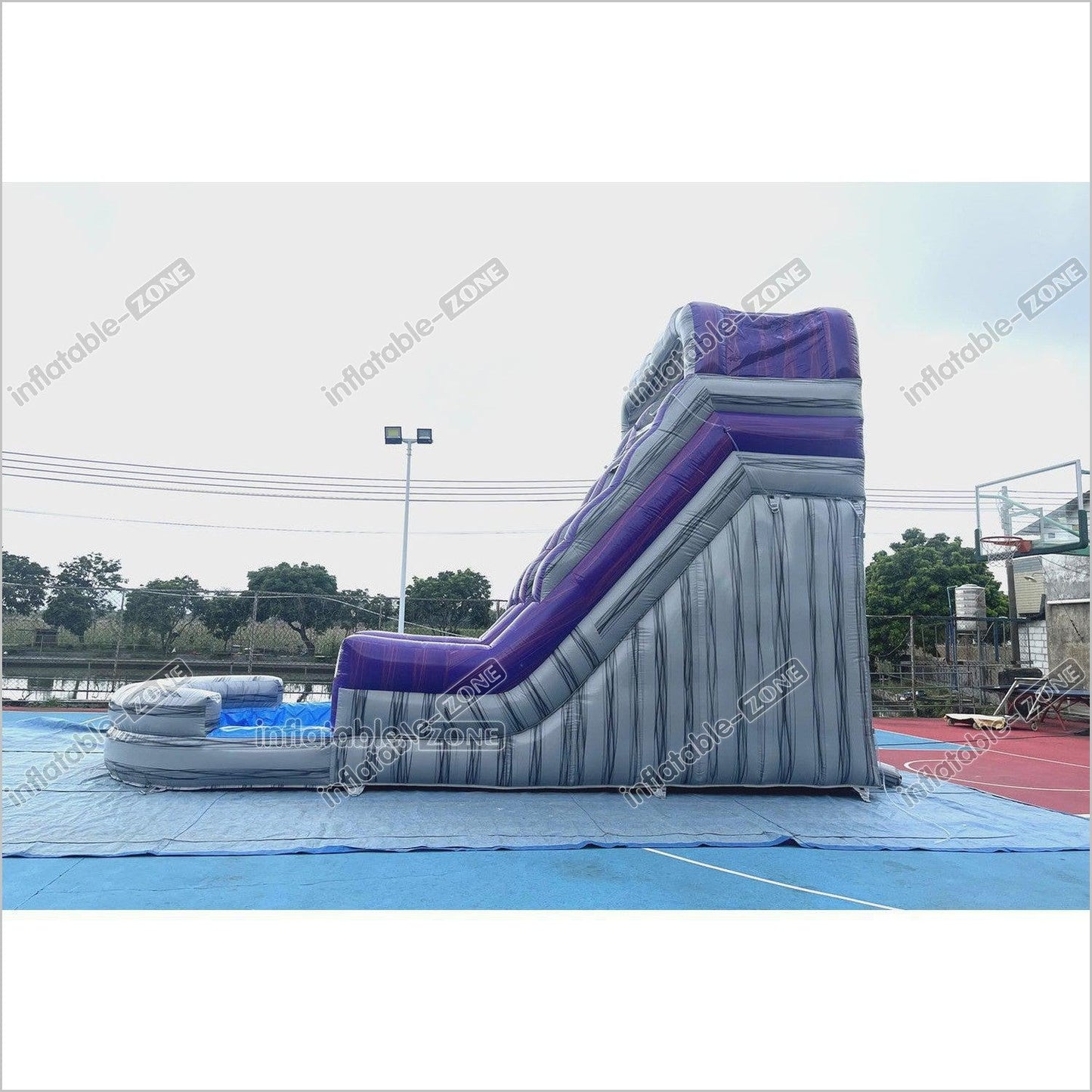 Commercial Double Water Slide Outdoor Playground Toys Purple Wave Inflatable Water Slide For Pool - Inflatable-Zone