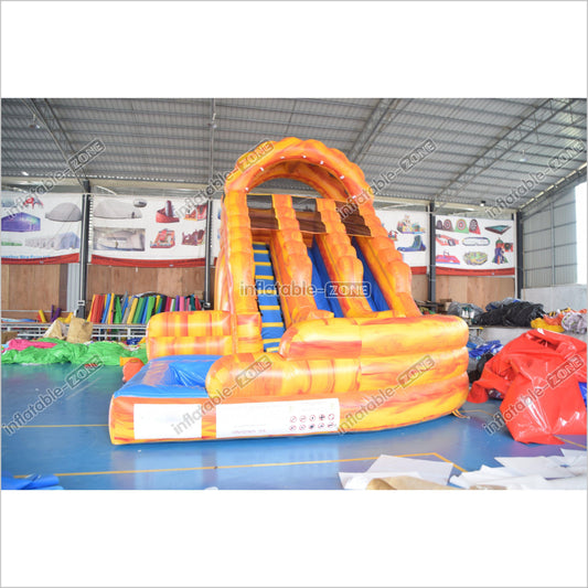 Slam N Curve Inflatable Water Slide Sunny Fun Largest Blow Up Splash Pool Double Lane Water Slide - Inflatable-Zone