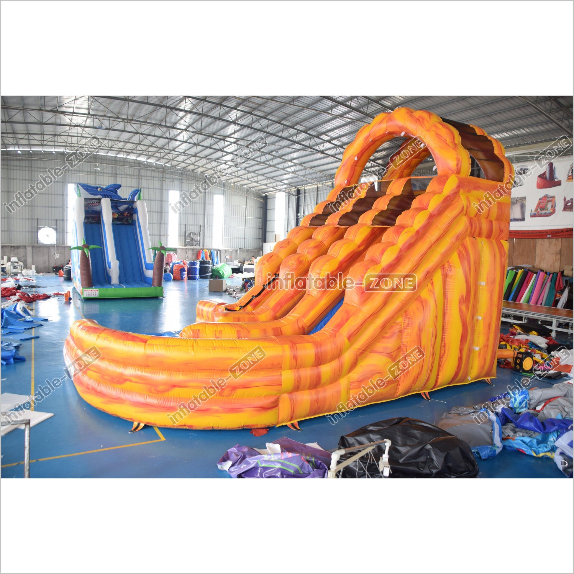 Slam N Curve Inflatable Water Slide Sunny Fun Largest Blow Up Splash Pool Double Lane Water Slide - Inflatable-Zone