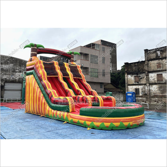 Tropical Wave Double Splash Water Slide Inflatable Jumpers Commercial Swimming Pool With Slide Inflatable For Playground - Inflatable-Zone