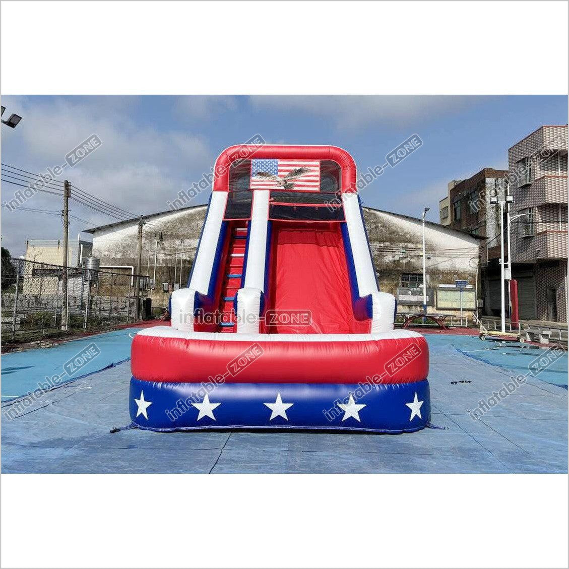 Americana Stars Giant Inflatable Water Slide Commercial Inflatable Pool Playground For Summer Party Events - Inflatable-Zone