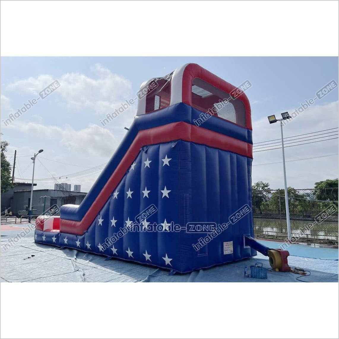 Americana Stars Giant Inflatable Water Slide Commercial Inflatable Pool Playground For Summer Party Events - Inflatable-Zone