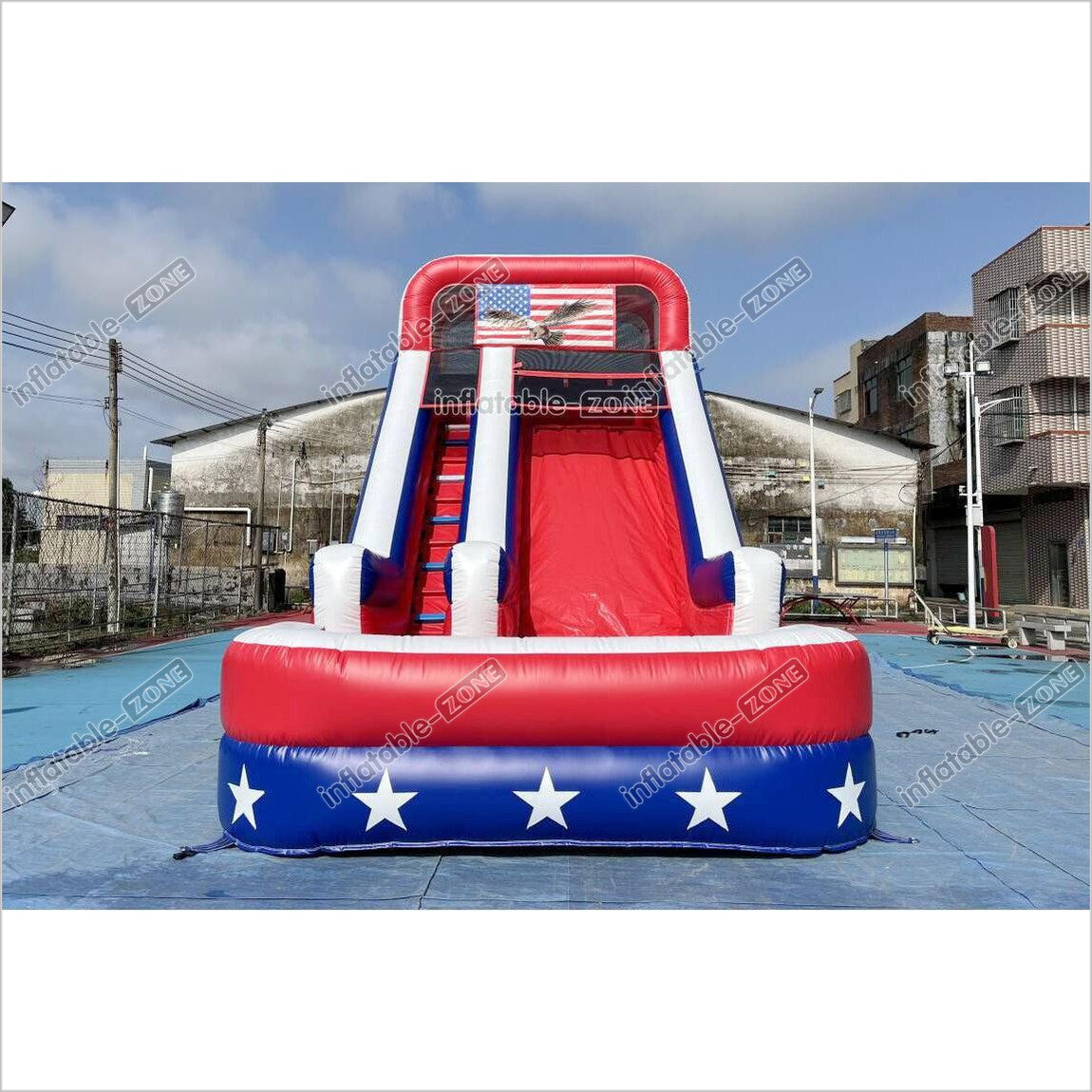 Americana Stars Giant Inflatable Water Slide Commercial Inflatable Pool Playground For Summer Party Events - Inflatable-Zone