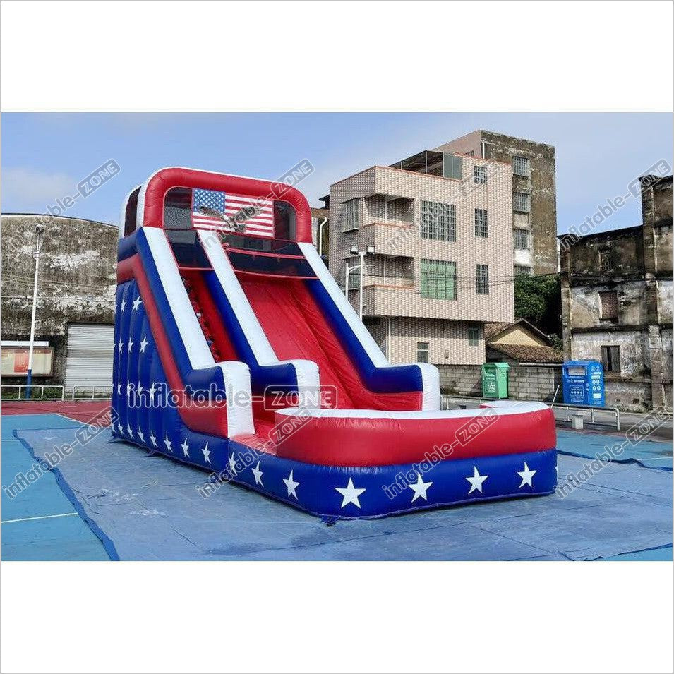 Americana Stars Giant Inflatable Water Slide Commercial Inflatable Pool Playground For Summer Party Events - Inflatable-Zone