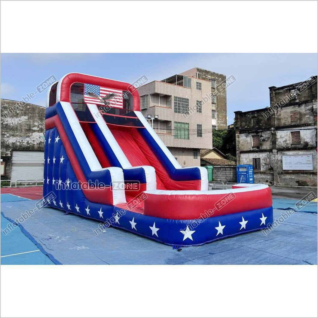 Americana Stars Giant Inflatable Water Slide Commercial Inflatable Pool Playground For Summer Party Events - Inflatable-Zone