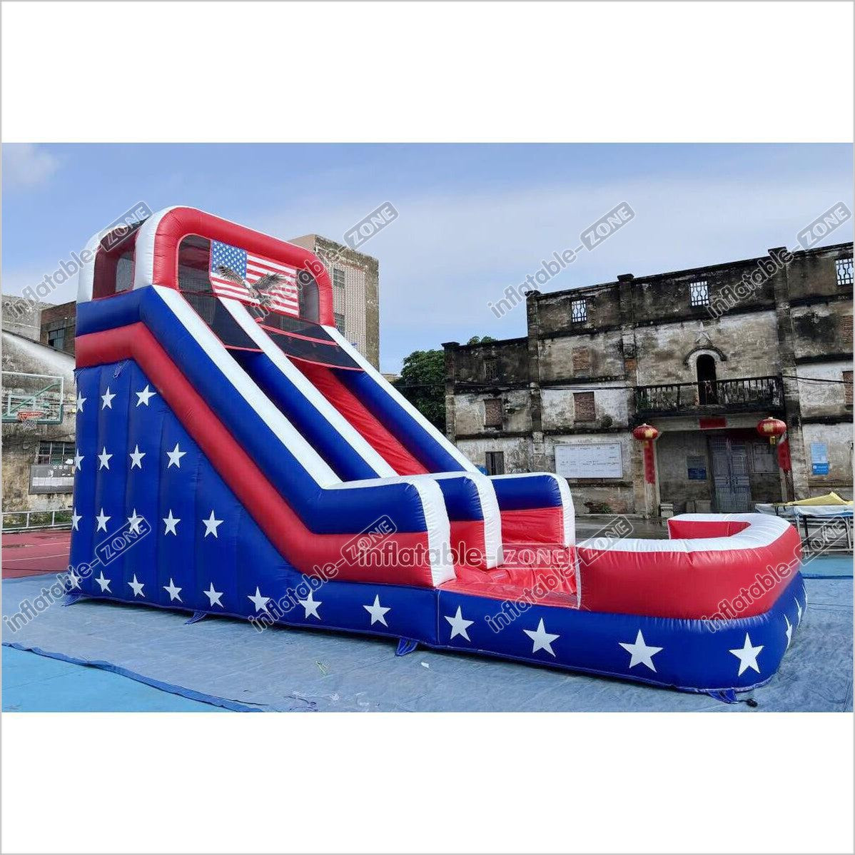 Americana Stars Giant Inflatable Water Slide Commercial Inflatable Pool Playground For Summer Party Events - Inflatable-Zone