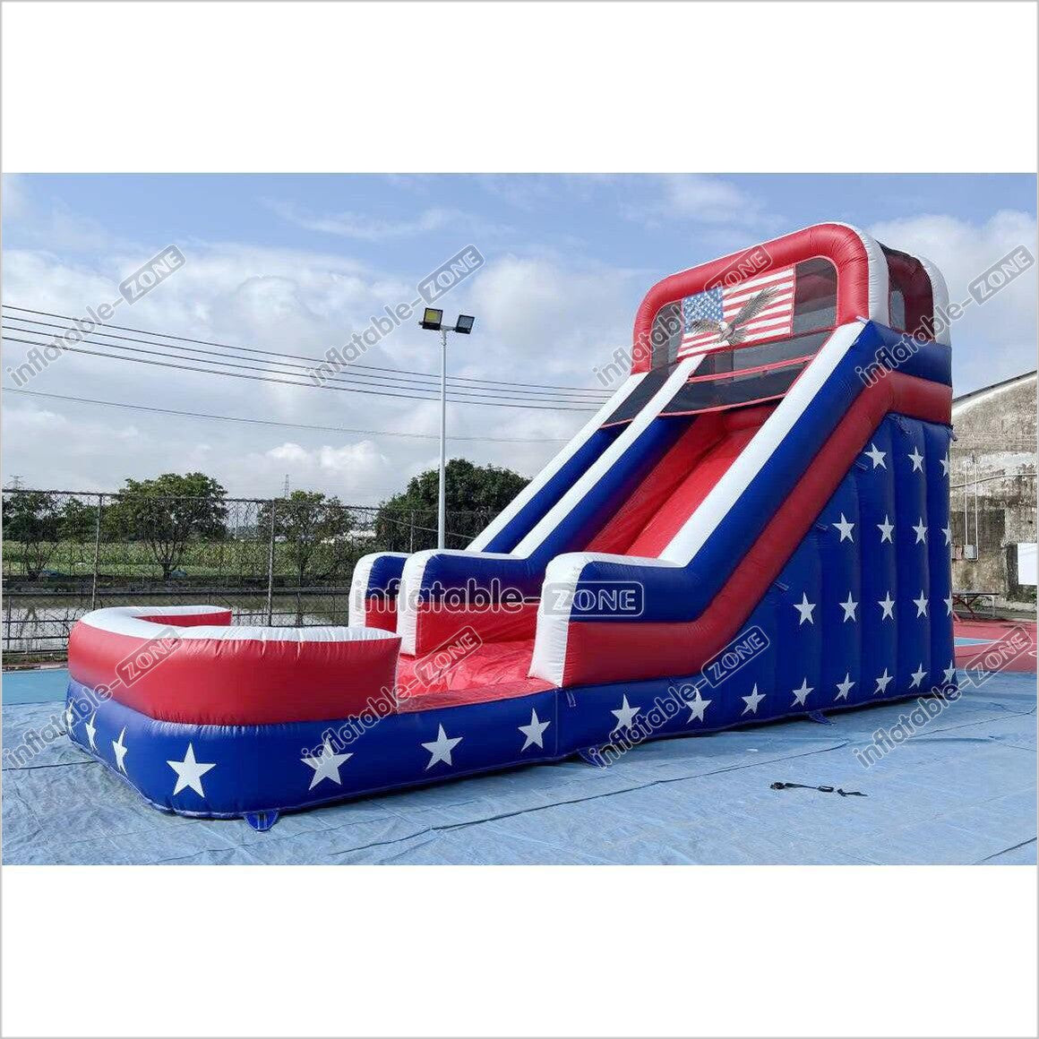 Americana Stars Giant Inflatable Water Slide Commercial Inflatable Pool Playground For Summer Party Events - Inflatable-Zone