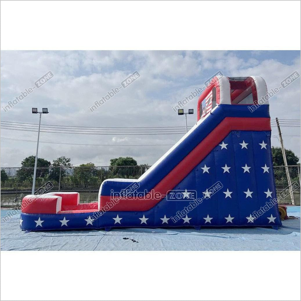 Americana Stars Giant Inflatable Water Slide Commercial Inflatable Pool Playground For Summer Party Events - Inflatable-Zone