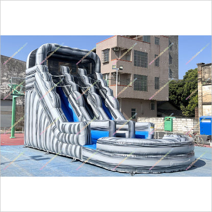 Grey Marble Water Slide And Pool Inflatable Commercial Outdoor Play Equipment Waterslide Rentals Near Me