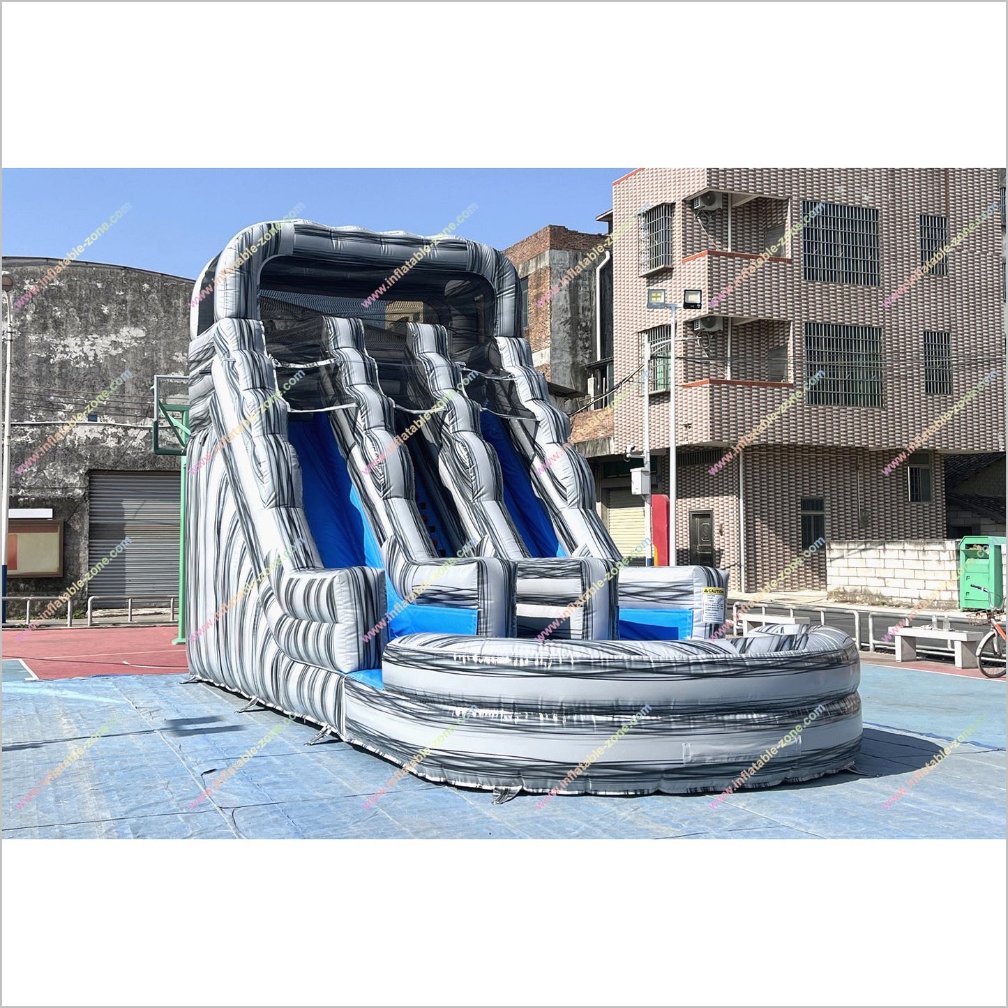 Grey Marble Water Slide And Pool Inflatable Commercial Outdoor Play Equipment Waterslide Rentals Near Me